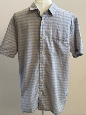 Outerknown Organic Cotton Hemp Shirt Mens M Gray Stripe